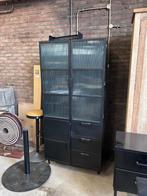 Vitrinekast zwart metaal glas 190 x 90 x 47cm outlet korting, Ophalen, Glas, Nieuw, 50 tot 100 cm