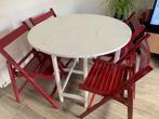 Opklapbare ronde eettafel met stoelen – praktisch, Huis en Inrichting, Tafels | Eettafels, Ophalen, Opklapbare ronde eettafel met stoelen – praktisch