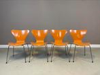 4 Fritz Hansen vlinderstoelen 7 series Arne Jacobsen ZGAN, Huis en Inrichting, Stoelen, Ophalen, Gebruikt, Metaal, Vier