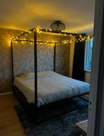 Bed van staal 180x200, Ophalen, Zwart, Tweepersoons, Zo goed als nieuw