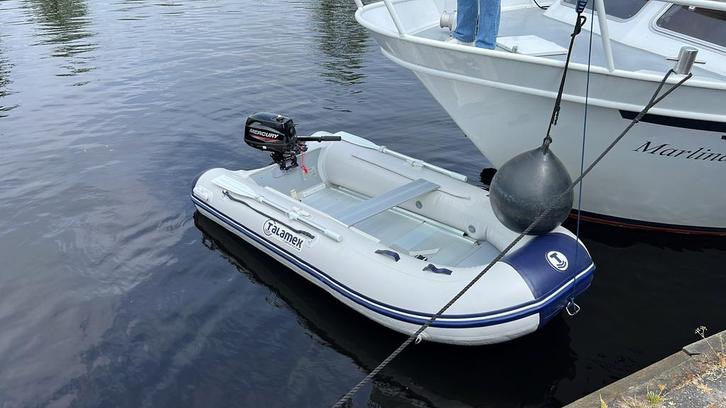Rubberboot met 6PK buitenboordmotor, Watersport en Boten, Rubberboten, Zo goed als nieuw, Overige merken, Aluminium, Minder dan 70 pk