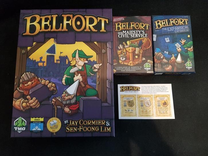 Belfort All-In 10th anniversary edition + Promo Pack (OOP), Hobby en Vrije tijd, Gezelschapsspellen | Bordspellen, Nieuw, Een of twee spelers