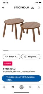 Walnoot fineer ikea bijzet tafeltjes, Minder dan 55 cm, Rond, Ophalen of Verzenden, Zo goed als nieuw