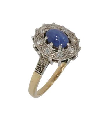 Diamanten ster saffier 14k gouden fraaie dames ring luxe beschikbaar voor biedingen