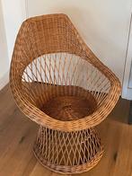 Vintage rieten stoel  strandstoel jaren 70, Huis en Inrichting, Stoelen, Ophalen, Gebruikt, Bruin, Riet of Rotan