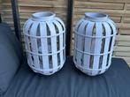 2 x Grote Houten Lantaarn / Windlicht Broste White Wash, Gebruikt, 50 tot 75 cm, Ophalen of Verzenden, Kandelaar