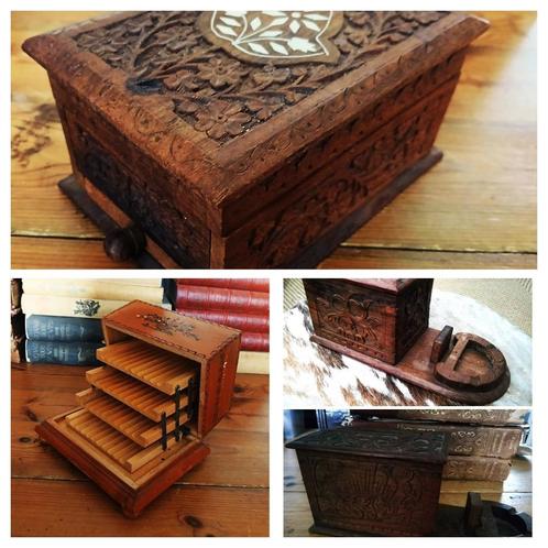 Diverse vintage houten sigaretten dispenser bewerkt, Verzamelen, Retro, Huis en Inrichting, Ophalen of Verzenden