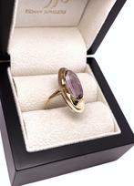 Vintage 14 Karaat Gouden Dames Ring Ovaal Amethyst, 18 tot 19, Onbekend, Ophalen of Verzenden, Zo goed als nieuw
