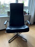Zwart leren design relax fauteuil, Ophalen, Minder dan 75 cm, Zo goed als nieuw, Metaal
