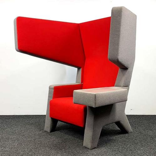 Earchair Prooff - Grijs-Rood - Design Stoel, Huis en Inrichting, Fauteuils, Gebruikt, Stof, Ophalen
