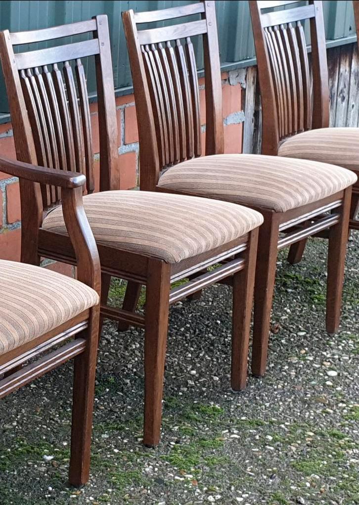 6 Bannink Jugendstil Eetkamerstoelen, Huis en Inrichting, Stoelen, Gebruikt, Vijf, Zes of meer stoelen, Hout, Bruin, Ophalen