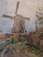 Hendrik ten Cate Aquarel - Molenlandschap, Ophalen of Verzenden