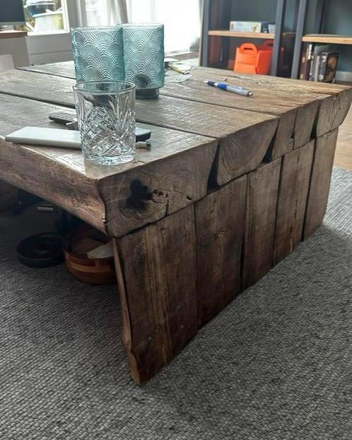 Solide bielzen salontafel, Huis en Inrichting, Tafels | Salontafels, Zo goed als nieuw, Minder dan 50 cm, 50 tot 100 cm, 100 tot 150 cm