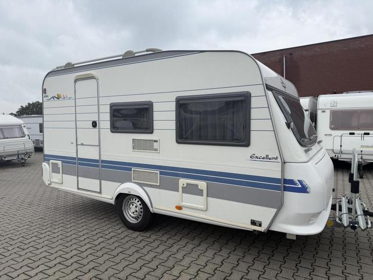 Hobby De luxe Easy 400 SF bouwjaar 2001 met voortent, Caravans en Kamperen, Caravans, Bedrijf, tot en met 4, 750 - 1000 kg, Treinzit