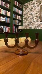 Vintage houten mid century kandelaar, Antiek en Kunst, Ophalen, Overige materialen