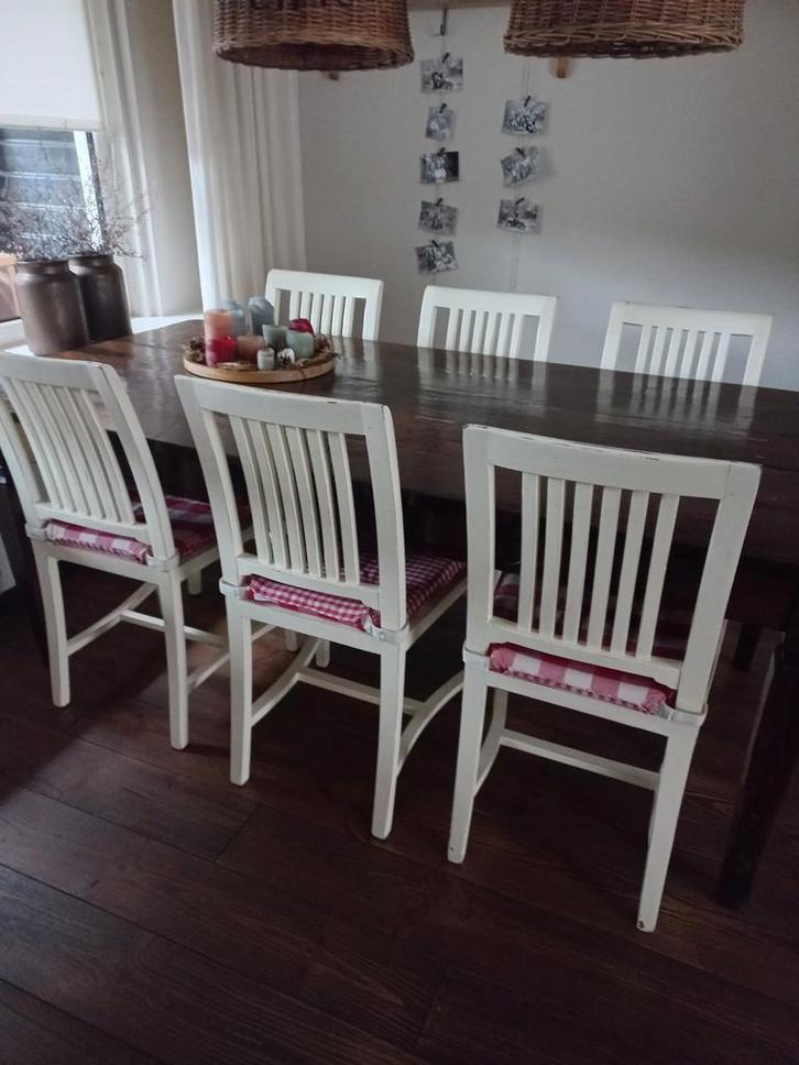 Eetkamerstoelen, Huis en Inrichting, Stoelen, Gebruikt, Vijf, Zes of meer stoelen, Hout, Wit, Ophalen