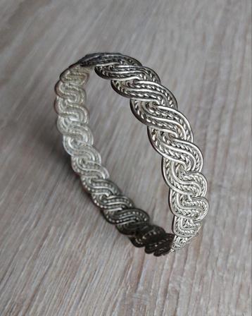 Zilveren gevlochten Bangle  armband  beschikbaar voor biedingen