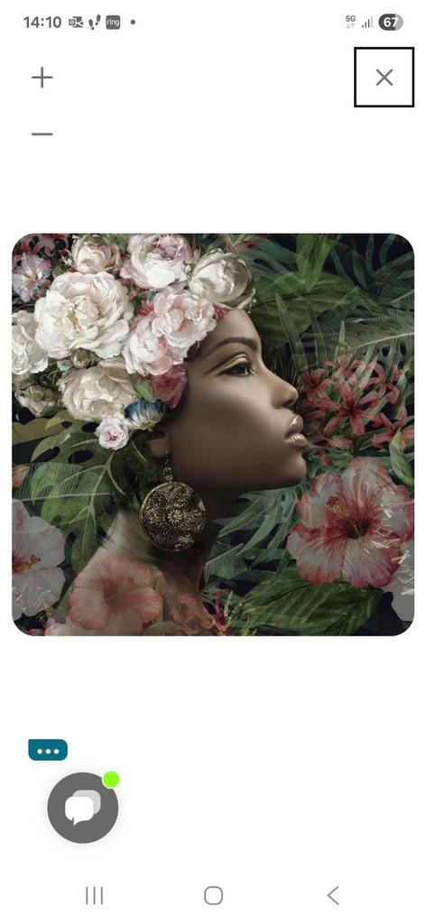 Glazen Schilderij: Vrouw met Bloemen, Huis en Inrichting, Woonaccessoires | Schilderijen, Tekeningen en Foto's, Ophalen of Verzenden