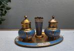 Zout peper tandenstoker met schaaltje cloisonne, Antiek en Kunst, Ophalen of Verzenden