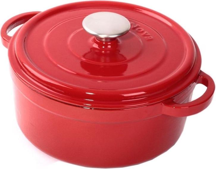Gietijzeren braadpan 20 cm - rood, Huis en Inrichting, Keuken | Potten en Pannen, Zo goed als nieuw, Koekenpan of Braadpan, Gietijzer
