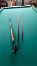Antieke greenheart vliegenhengel met reel, Ophalen of Verzenden, Molen