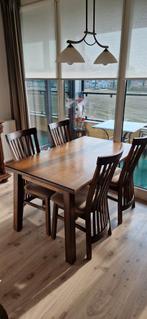 Eiken eethoek met 4 stoelen - uitschuifbaar, Huis en Inrichting, Complete eetkamers, Ophalen, Gebruikt, Eigentijds, 4 tot 6 stoelen