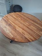 Ronde Mango Houten Eettafel, Huis en Inrichting, Tafels | Eettafels, Ophalen, Gebruikt, Rond, Vijf personen of meer