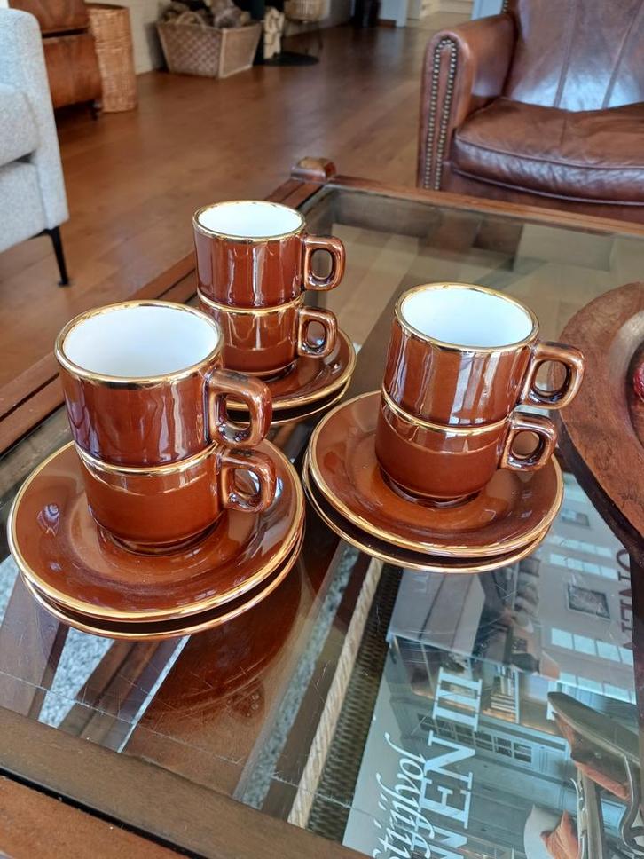 Franse Brocante Expresso Kopjes Delaunay Stuze Drome, Antiek en Kunst, Curiosa en Brocante, Ophalen of Verzenden