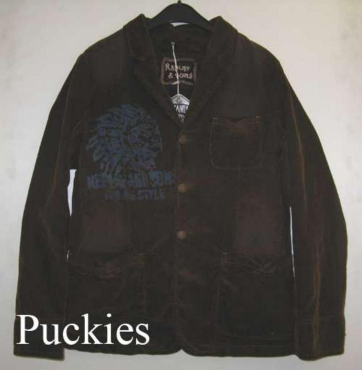 SALE* Bruin Replay&Sons jongens rib colbert maat 164 NieuW, Kinderen en Baby's, Kinderkleding | Maat 164, Nieuw, Jongen, Trui of Vest