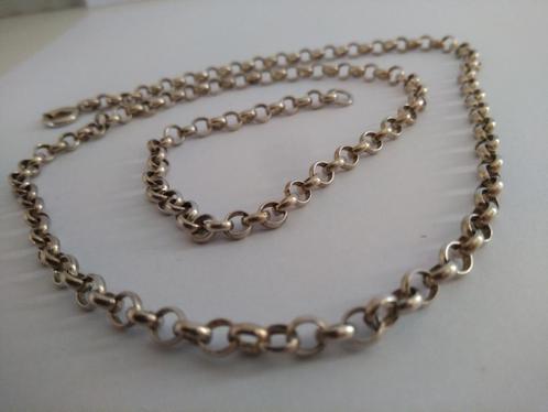 zilveren KETTING (835) 60 cm,  Jasseron met groot veerslot, Sieraden, Tassen en Uiterlijk, Antieke sieraden, Ketting, Zilver, Ophalen of Verzenden