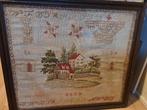 Antieke merklap, antiek borduurwerk 1874, Ophalen of Verzenden