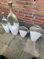 Set van 4 decoratieve vazen, Ophalen, Overige materialen, Wit, Zo goed als nieuw