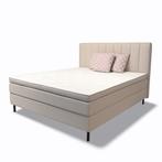 boxspring velours stof taupe 200x100cm Direct leverbaar, Ophalen, 180 cm, 200 cm, Nieuw