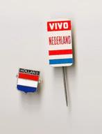 emaille broche + blikken speld met vlag van Nederland, Verzenden, Gebruikt, Overige onderwerpen, Speldje of Pin