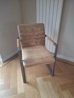Set van drie lichtbruine lederen eetkamerstoelen (3x), Antiek en Kunst, Ophalen