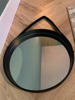 H&M Home Wandspiegel 40cm met leren band, Huis en Inrichting, Woonaccessoires | Spiegels, Minder dan 50 cm, Gebruikt, Rond, Ophalen of Verzenden