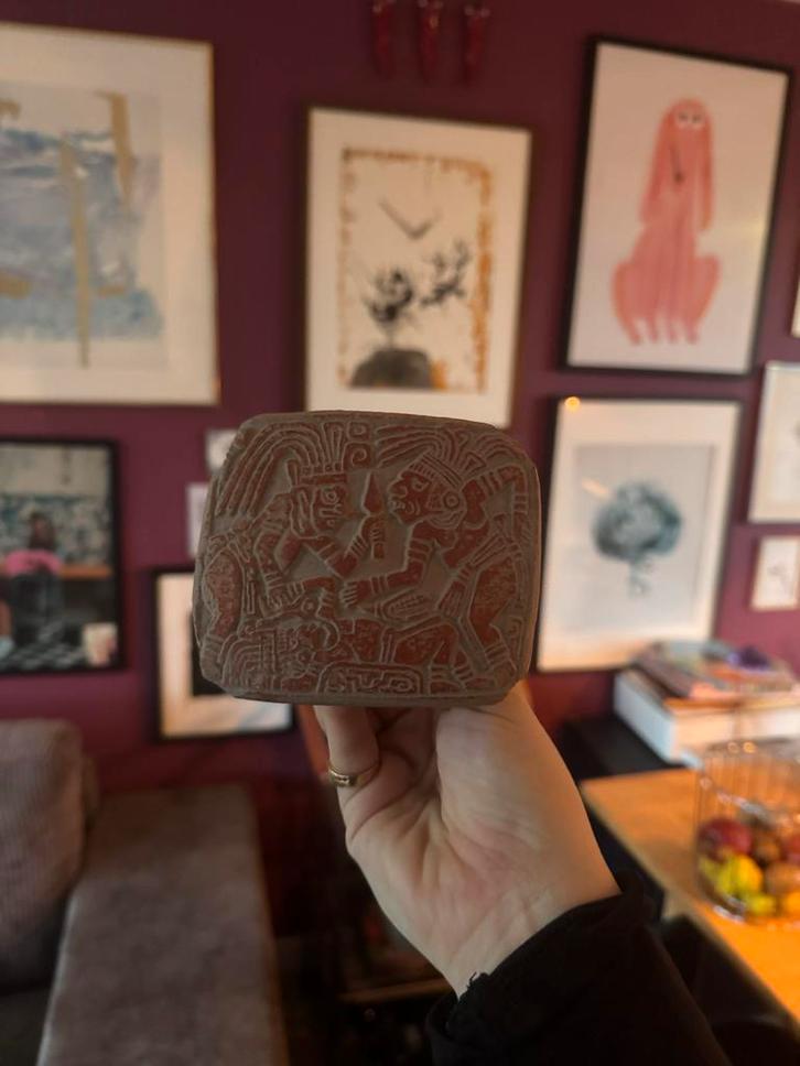 Vintage Keramische Kleistempel Pre-Columbiaans, Antiek en Kunst, Kunst | Niet-Westerse kunst, Ophalen of Verzenden