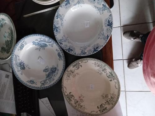 mix en match 3 diepe antieke borden FRANKRIJK, Antiek en Kunst, Antiek | Servies los, Ophalen of Verzenden