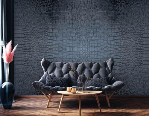 Fotobehang / Behang - Antraciet Krokodillenhuid - Krokodil, Huis en Inrichting, Stoffering | Behang, Zwart, Grijs, minder dan 10 m²