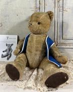 Grote jaren 50 stro gevulde beer met houten schijven, Verzamelen, Beren en Cherished Teddies, Ophalen of Verzenden, Gebruikt, Stoffen beer