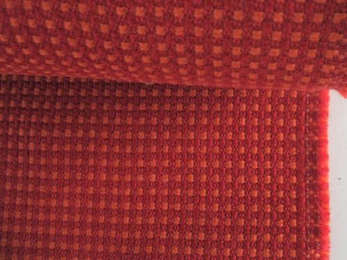 De Ploeg Odda; vintage meubelstof; 3,9 meter; rood+oranje, Hobby en Vrije tijd, Stoffen en Lappen, Nieuw, Wol, 120 cm of meer