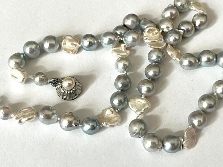 Vintage ketting Akoya en Zuidzee parels goud, Sieraden, Tassen en Uiterlijk, Kettingen, Zo goed als nieuw, Goud, Wit, Met edelsteen