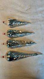 Vintage antieke kerstbal, gedraaide pegel zilver, Diversen, Kerst, Ophalen of Verzenden, Zo goed als nieuw