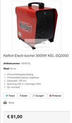 KELFORT ventilatorkachel 3000W 240V, Doe-het-zelf en Verbouw, 30 tot 80 cm, Radiator, Minder dan 60 cm, Ophalen of Verzenden