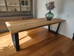 boomstam eettafel stalen poten, Ophalen, Gebruikt, 100 tot 150 cm, 200 cm of meer