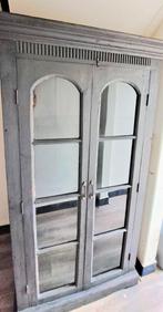 Vitrinekast, zwart, 2 deurs, Huis en Inrichting, Kasten | Vitrinekasten, Ophalen, Gebruikt, 100 tot 150 cm, Landelijk, stoer, sober