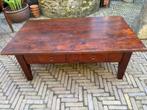 Salontafel met 2 lades. Blad 80x140cm. Hoogte 50cm, Ophalen, 100 tot 150 cm, Vierkant, 50 tot 100 cm