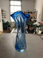 Vintage Jan Beranek Vaas - Jaren 60 Retro, Huis en Inrichting, Woonaccessoires | Vazen, Ophalen, Blauw, Minder dan 50 cm, Glas