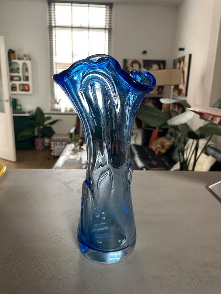 Vintage Jan Beranek Vaas - Jaren 60 Retro, Huis en Inrichting, Woonaccessoires | Vazen, Zo goed als nieuw, Blauw, Minder dan 50 cm