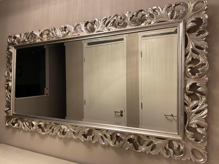 XXL wand spiegel houten frame barok style, Huis en Inrichting, Woonaccessoires | Spiegels, Zo goed als nieuw, Minder dan 100 cm